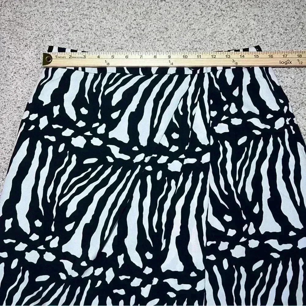 Ann Taylor Size 8 Women’s Black/White Zebra Print Straight Skirt Faux Wrap - Picture 6 of 6